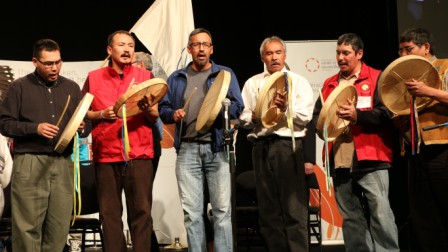 Drummers sing for the closing ceremonies at the final TRC National Event in Edmonton on March 30, 2014. (Photos and story by Terry Lusty)