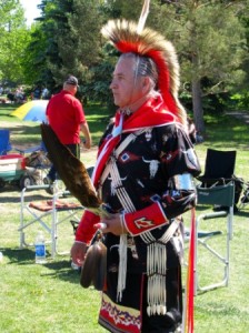 Ojibwe Odawa Potawatomi (Three Fires Confederacy) Powwow Dancer Henry Shwanda takes a break from the 2014 Powwow Trail to participate in NAD celebration in St. Albert