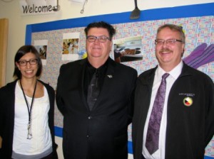 Principal Fred Hines flanked by new staff members teacher Karen West and Assistant Principal  Lloyd Bloomfield.    Article and photos by John Copley 