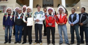 The Chiefs of Treaty 6 gathered at City Hall  with Edmonton Mayor Don Iveson to commemotate Treaty 6 Recognition Day  