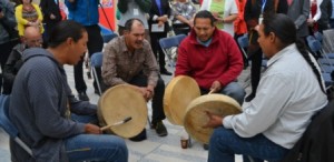 The Treaty 6 Recogntion Day event included a pipe ceremony and First Nation drumming and singing. 