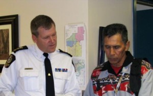 Deputy Chief Brian Simpson with Elder Francis Whiskeyjack