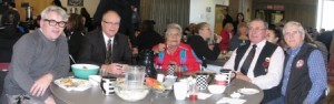 (L-R) Highlands School Proncipal Brad Burns, EPSB Managing Director Lorne Parker, visiting Elder Marie Love Lund and Amiskwaciy Elders Donald Langford and Leith Campbell 