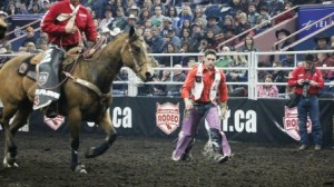 Taypotat makes his way back to the chutes after completing his ride.