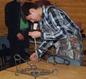 Blake Muskwa, Grade 12, Little Buffalo School, Learning how to set up a trap.