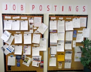 The on-site job board offers an array of potential employment opportunties