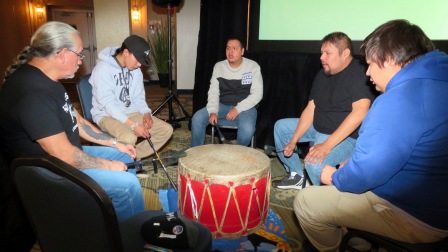 River Cree Drum Group opened the Treaty 8 Third Annual Education Symposium with welcome and honour songs.