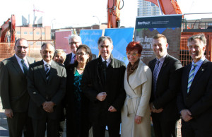 L to R: The Honourable Ric McIver, Alberta Minister of Jobs, Skills, Training and Labour; Prem Singhmar, lead donor, Singhmar Centre for Learning; Elza Bruk, Dean, Centre for Immigrant and Intercultural Advancement at Bow Valley College; David Dorward, Alberta Associate Minister of Aboriginal Relations; Pearl Calahasen, MLA for Lesser Slave Lake; The Honourable Jim Prentice, Premier of Alberta; Dr. Jodi Abbott, President & CEO of NorQuest College; Mike Ellis, MLA for Calgary-West; Dave Rodney, MLA for Calgary-Lougheed. 