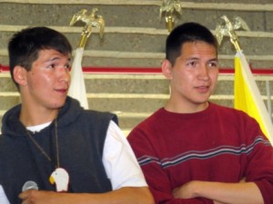 Donovan Waskahat and Adrian Shirt participated in the iHuman fundraiser at Amiskwaciy Academy