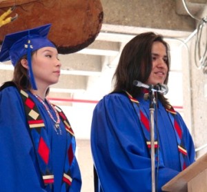 Valedictorians Eartha Good Striker and Raven Kootenay.