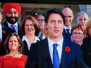 Prime Minister Justin Trudeau with some members of his new cabinet. 