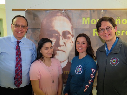 (l-r) Oscar Romero Catholic High School Principal Simon Pryma, with student Cammie Bull, Graduation Coach Elyse Wood and Aboriginal Learning Services Liaison Matthew Kleywegt. 