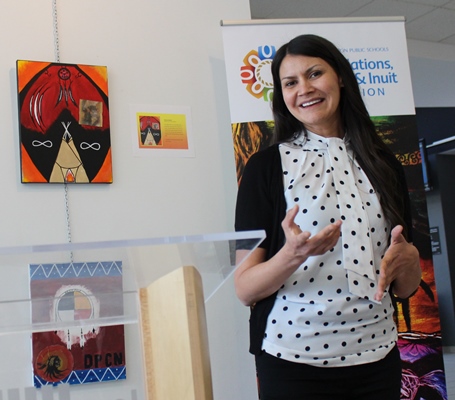 The Reconciliation Artwork Exhibit was described by Melissa Purcell at the Stanley Milner Edmonton Public Library.