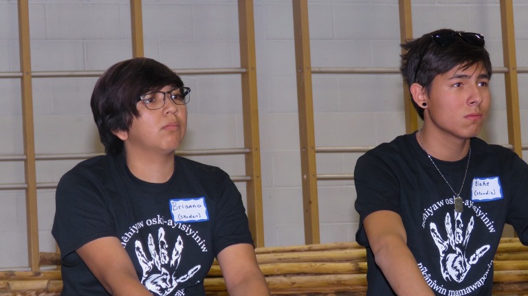 Centre High Campus students Blake and Brianna were emcees at last month's Indigenous Youth Leadership Conference in Edmonton.  Photos by John Copley