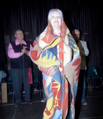 Dr. Lois Edge, MacEwan University (Indigenous Studies was one of the recipients of an honour blanket. 