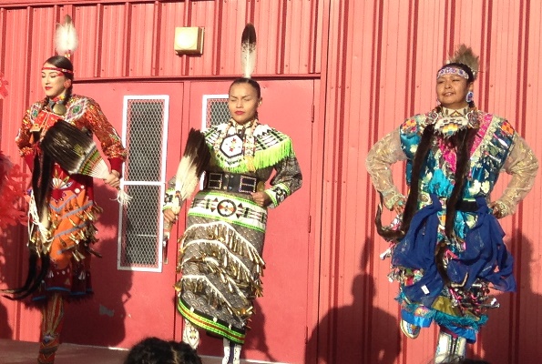 Jingle Dancers Daylin Cardinal, Nadia Paul and Jamie Medicine Crane