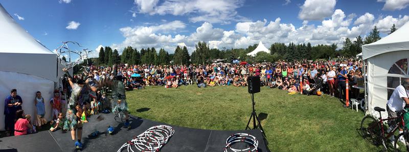 Hoop Dancer Lakota Tootoosis performed in front of an appreciative audience at Edmonton's Heritage Festival. 