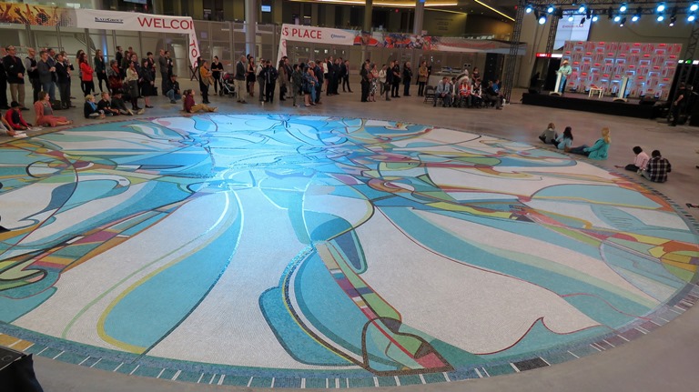 Alex Janvier's spectacular 13 metre mural was unveiled during the grand opening of Rogers Place in Edmonton on September 8, 2016. Photo by John Copley