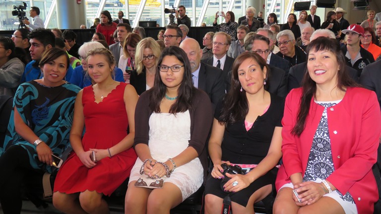 Left to right, Jolain Foster (daughter-in-law), Alejandra Metallic- Janvier (granddaughter), Tyesha Janvier (granddaughter), Jill Janvier (daughter), Tricia Janvier (daughter).