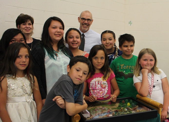 Belvedere Elementary School students with Principal James Cottrell. Photo by Terry Lusty 