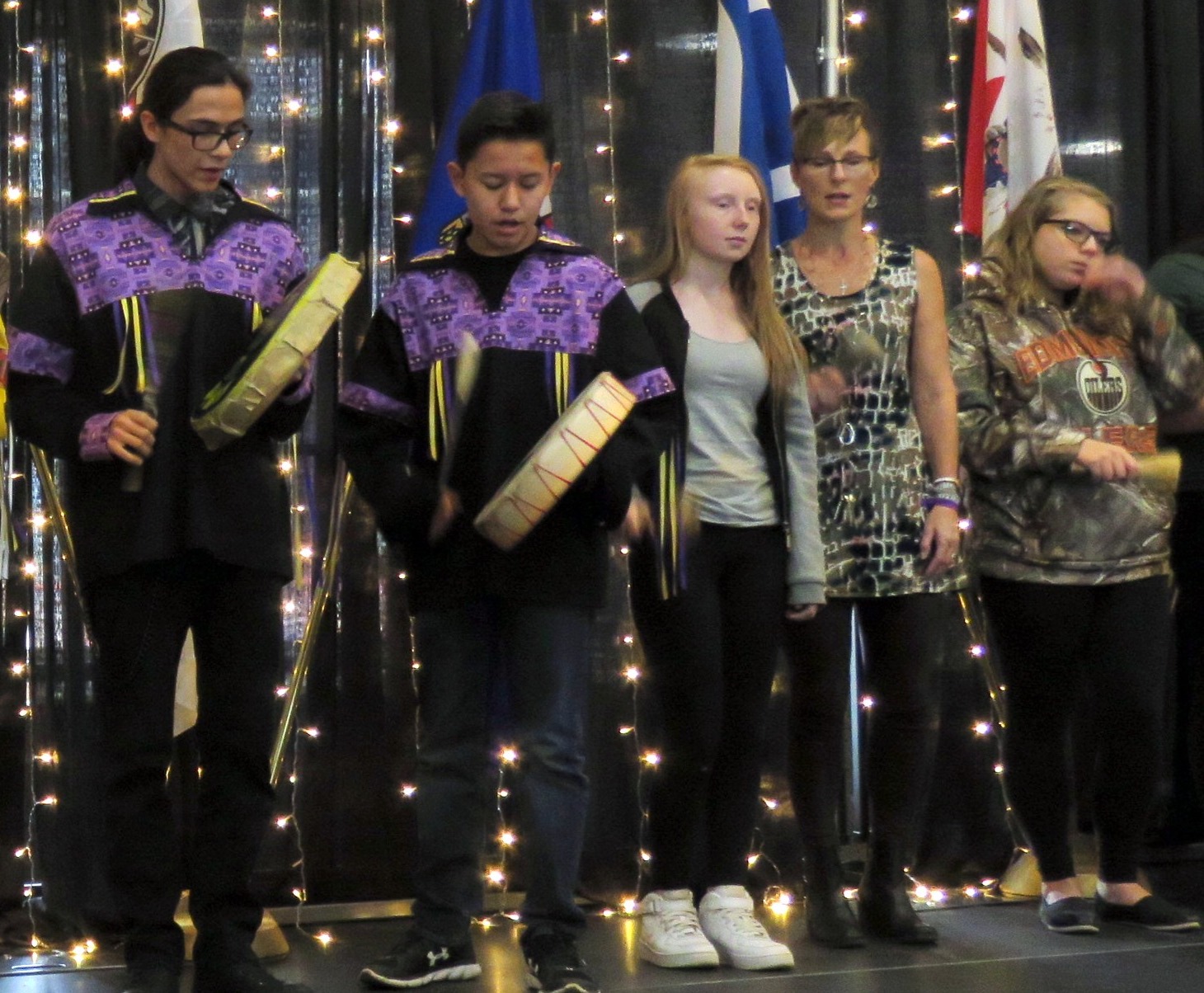 Some of the Amiskwaciy Drummers who provided entertainment during the school's Fall Feast. 