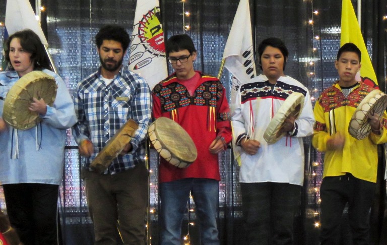 Some of the Amiskwaciy Drummers who performed during the 2016 Fall Feast.