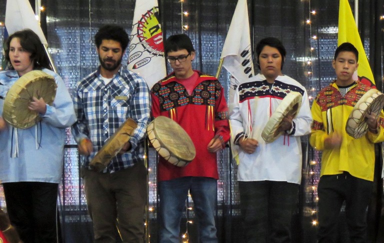 Some of the Amiskwaciy Drummers who performed during the 2016 Fall Feast. 