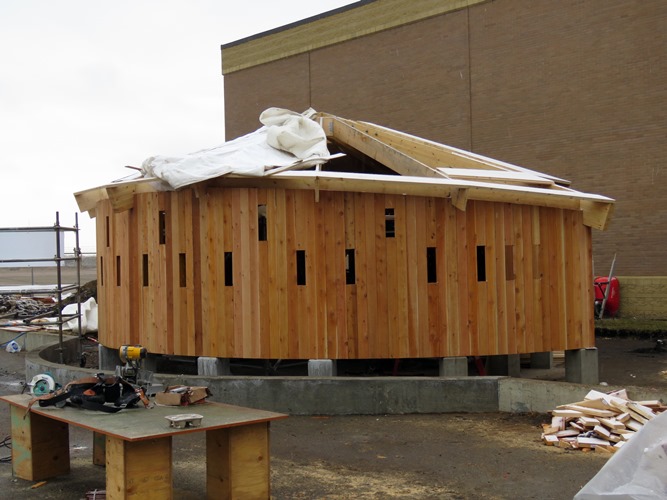 The Sweat Lodge with cedar roof about to be added.