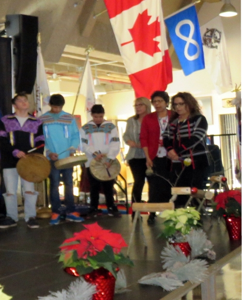 Staff, students and Elders performed at the Amiskwaciy winter feast. 