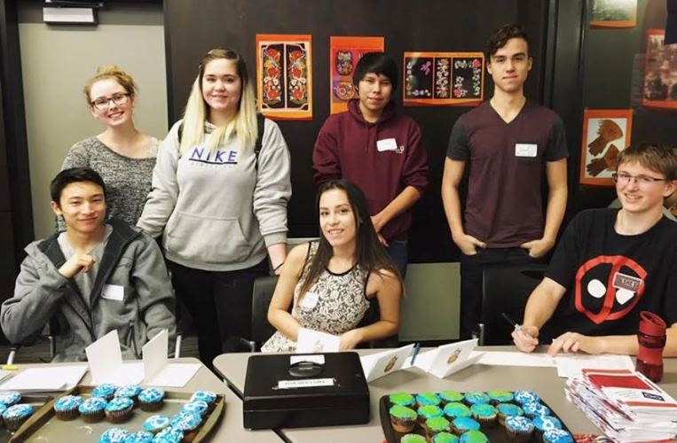 Members of the Strathcona High School Founding Culture Club:   Christien Ford, Mystik Robinson-Tod, Hannah Kletke, Jasmine Slobodian, Justin Wanyandie, Jarod Slobodian and Asher Friedland.